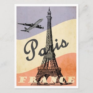 Carte postale de voyage Paris, France, tour Eiffel, affiche de style rétro Z548179