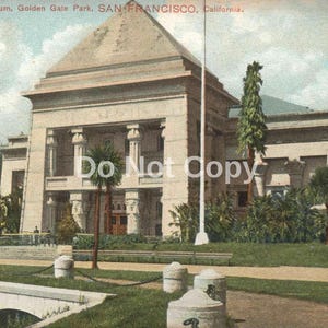 São Francisco CA, Museu, Golden Gate Park, 1909 Clássico Vintage Inspirado Digital Instant Download, 600dpi