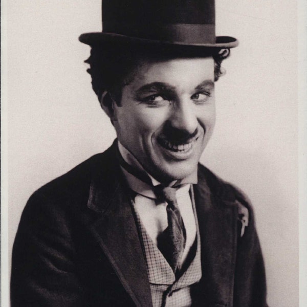 Charlie Chaplin, Movie Star, Silent Film, Comic, Black and White, Vintage Modern Greeting Card, NCC304407