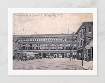 Jersey City Train Station & Ferry: 1906 Vintage-Style Postcard
