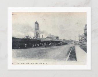 Wildwood NJ Train Station Postcard: Restored Vintage Railway Travel