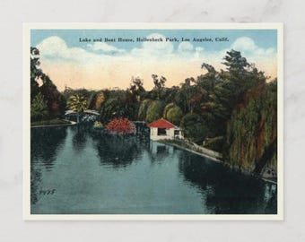 Los Angeles CA, Hollenbeck Park Retro  Vintage Inspired Postcard POD