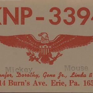 QSL Karte KEP-3394 - Erie PA - Vintage Ham Radio Postkarte - 1960s AM Radio Ephemera - QS10903