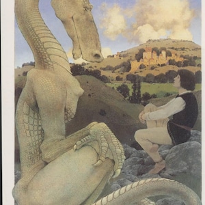 Maxfield Parrish - Le dragon réticent (1902) - Reproduction de carte postale de 1995 inutilisée - R001261