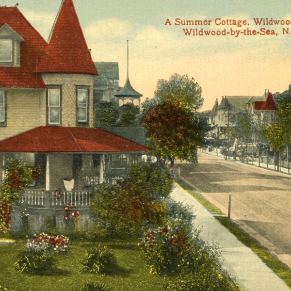 Wildwood NJ, New Jersey, Wildwood Ave, Summer Cottage, Certified Original Vintage Postcard Z6729