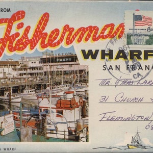 San Francisco CA, Fisherman&#39;s Wharf, Souvenir Folder, Folio, Souvenir, 1970, Certified Original Vintage Postcard Book, CA2631