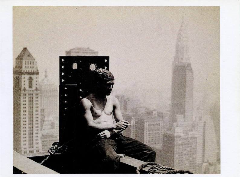 A Break from Work Ironworker Lewis Hine Photography New York City Modern Postcard R001312