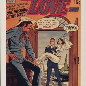 Romance pulpe, les filles adorent, un mari et deux amours, belle-mère, tawdry, camping, rétro, ados, carte postale R100492