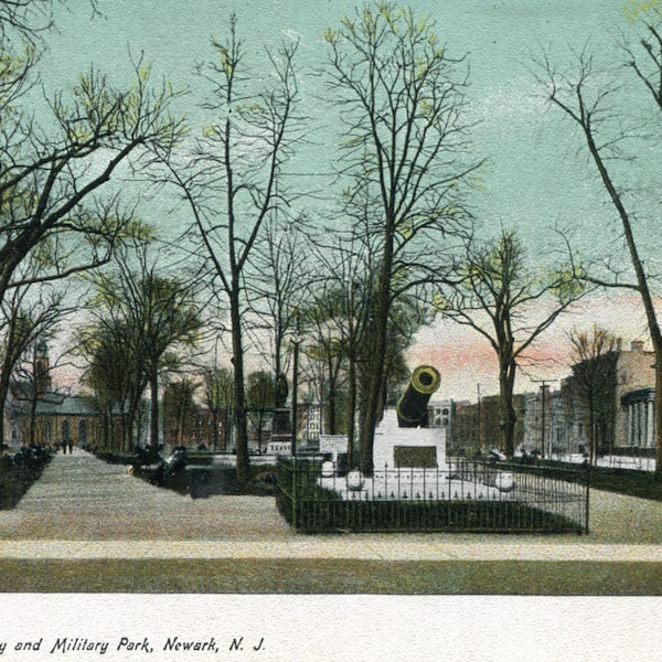 Newark NJ, New Jersey, Military Park, Porto Rico Trophy, View, c1906, Original Vintage Postcard Z0793