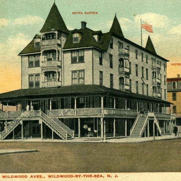 Wildwood NJ, New Jersey, Atlantic, View, Hotels, c1920s, Certified Original Vintage Postcard NJ6732