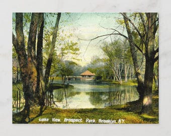 Vintage Prospect Park Brooklyn Postcard: 1908 Lake View