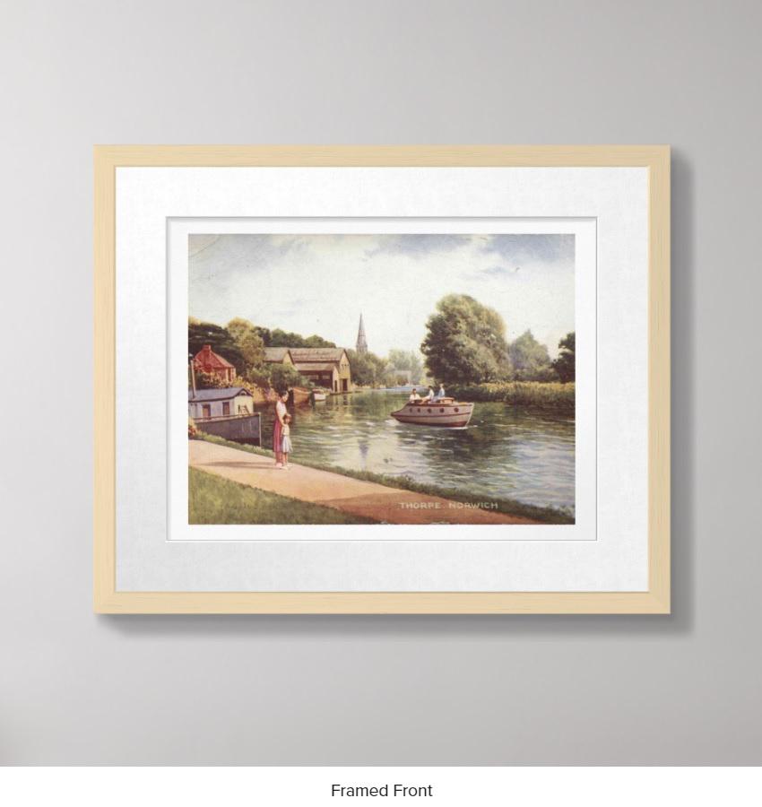 Thorpe, Norwich UK, A River Yare Scene 1910s Poster Vintage Inspired Poster Print