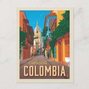 Carte postale Z913038 Carthagène, Colombie, Amérique latine, style affiche de voyage colorée