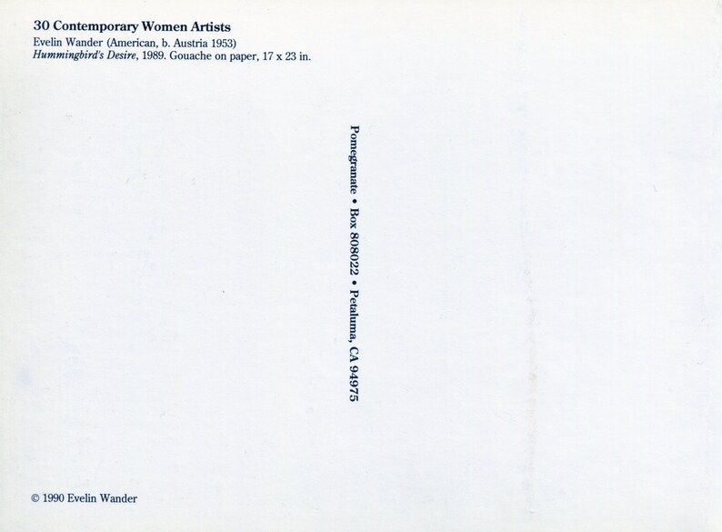 1989 Hummingbird/'s Desire Modern Postcard R001605 American Contemporary Art Evelin Wander Women Artists