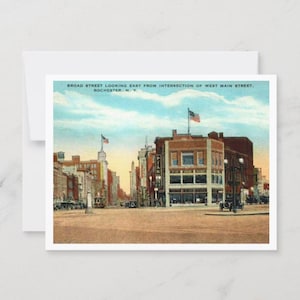 Rochester NY Vintage Postcard: 1930s Broad Street Print