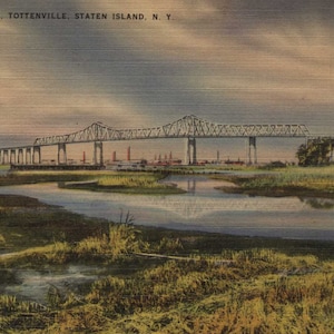 Staten Island NY, New York, Outerbridge Tottenville 1944 Carte postale vintage originale certifiée NY001280
