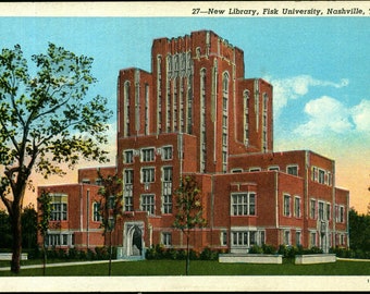 Nashville TN, Tennessee, Fisk University, New Library, Unused, c1930s, Original Vintage Postcard TN328248