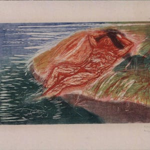 Art, Edvard Munch, Sunbathing 1915, Vintage Modern Greeting Card, NCC250159