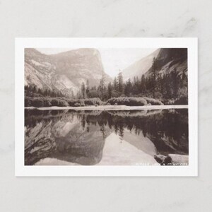 Carte postale d'inspiration vintage de la vallée de Yosemite, en Californie, de Mirror Lake, vers les années 1910