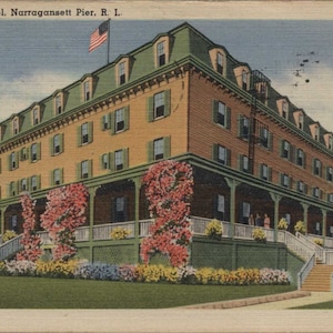 Narragansett Pier RI, Rhode Island, Massasoit Hotel, 1951, Certified Original Vintage Postcard RI9552