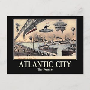 Atlantic City NJ, New Jersey, l'avenir, carte postale fantastique, carte postale moderne vintage Z226440