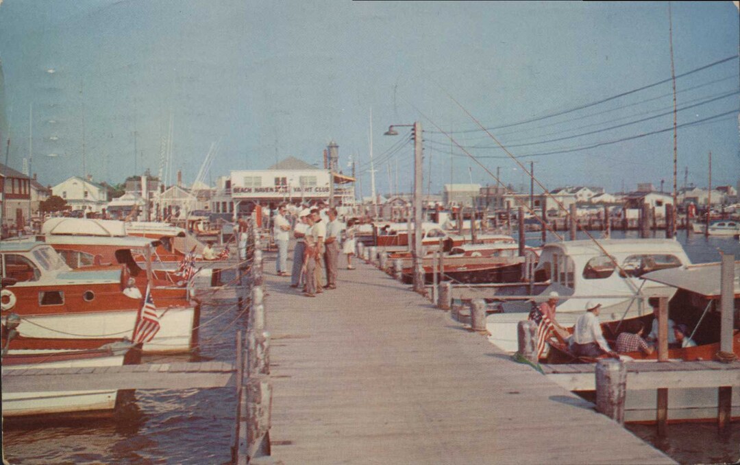 Beach Haven NJ New Jersey Yacht Club Party Fishing Boats Etsy