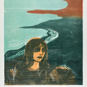Art, Edvard Munch, Woman&#39;s Head, 1899, Vintage Modern Greeting Card, NCC999621