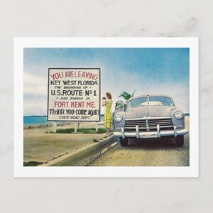 Carte postale d'inspiration vintage rétro Route 1, Key West, Floride