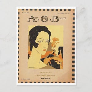 1931 Paris Art Gout Beaute Postcard: Whimsical Feminine Elegance Graphic Design POD