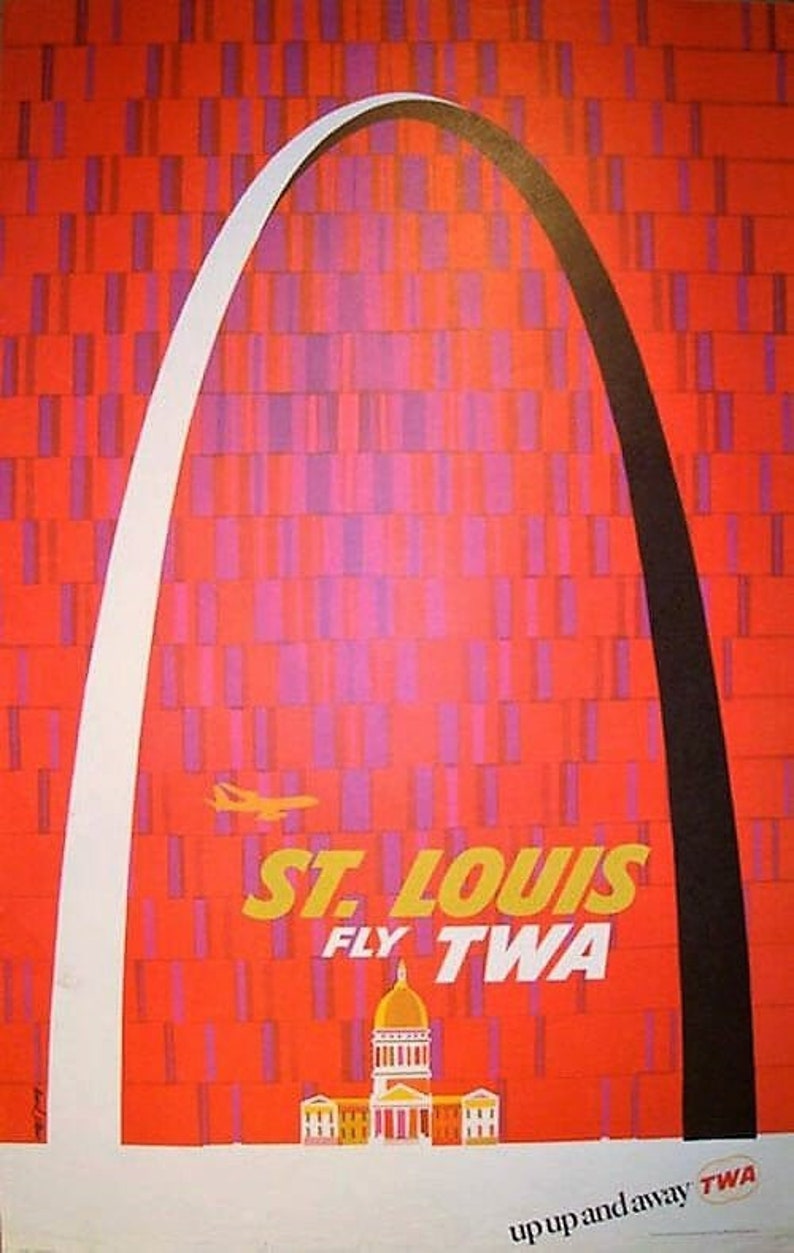 Visit Travel Airline St Louis MO Missouri Arch Colorful | Etsy