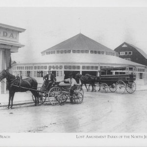 Bradley Beach NJ, New Jersey, Jersey Shore, manège, années 1900, carte postale moderne vintage R001801