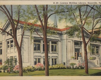 Knoxville TN, Tennessee, Lawson McGhee Library, c1940s, Unused Original Vintage Postcard, TN001289