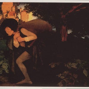Maxfield Parrish - Le marchand de sable (1896) - Reproduction de carte postale d'art de 1995 non utilisée - R001260