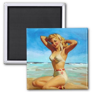 Magnet Blonde, Bikini, Pinup, 1950s Retro Magnet