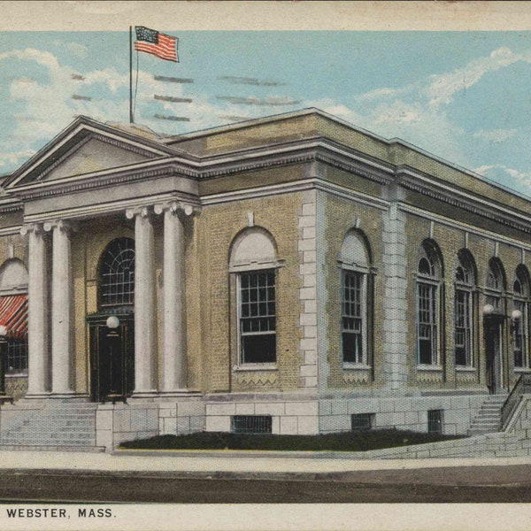 Webster MA, Massachusetts, Post Office, 1942 Certified Original Vintage Postcard MA348939