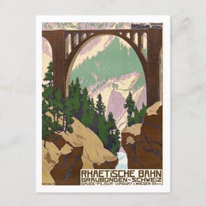 Chemin de fer suisse, voyage, carte postale d'inspiration rétro vintage