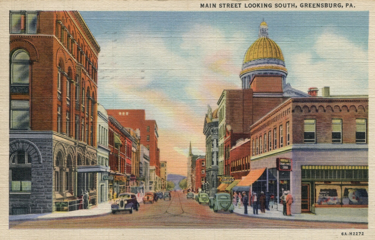 Greensburg PA Pennsylvania Main Street 1937 Original Etsy