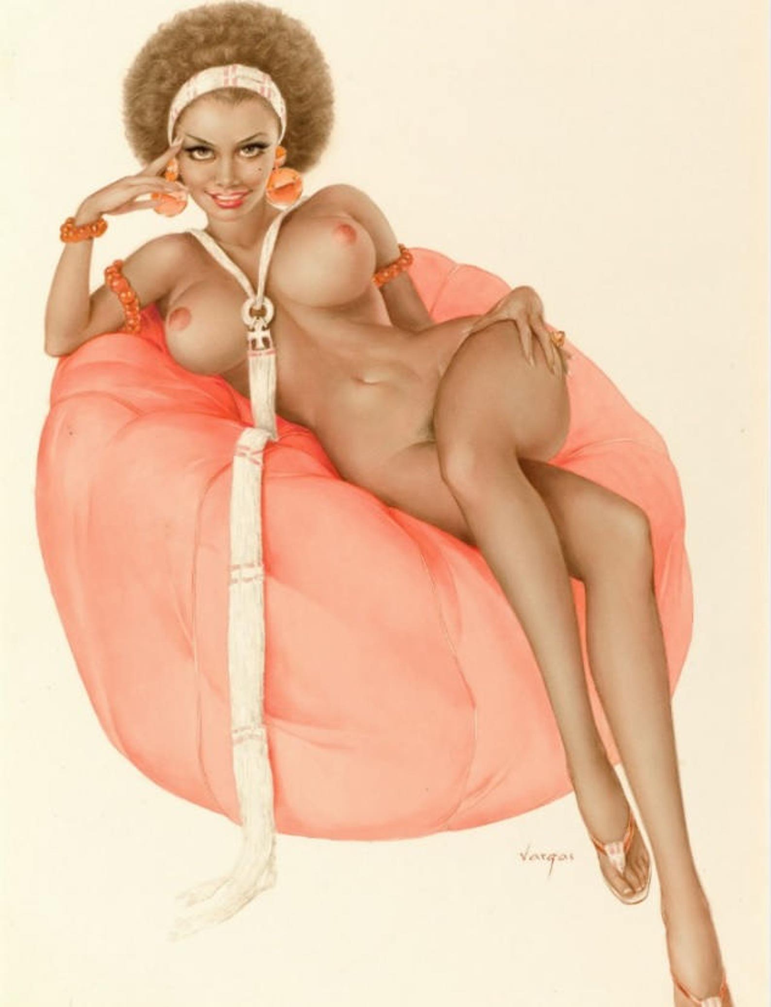 Woman of Color, Vargas, Pin Up, Nude, REPRO Vintage Postcard Z103867.