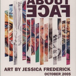 Cartão postal vintage dos anos 90, nunca usado – About Face, arte de Jessica Frederick, cartão postal publicitário nunca usado, R100003