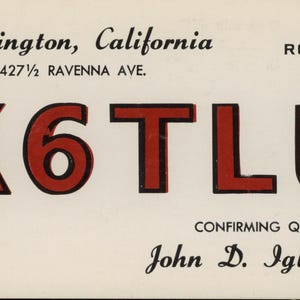 Vintage K6TLU QSL Karte: 1960s Ham Radio Ephemera