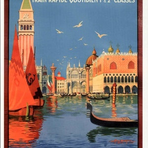 Venise, Venise, Georges Dorival, 1921, Italie, style affiche de voyage vintage, carte postale art moderne R001560