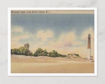 Long Beach Island NJ, Barnegat Light 1946 Vintage Inspired Postcard