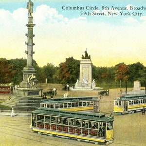 New York, NY, Columbus Circle, 8th Ave, Broadway, 59th Street, carte postale vintage originale Z9910 non utilisée