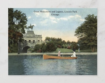 Chicago Lincoln Park Rowing Postcard: Vintage-Inspired Print