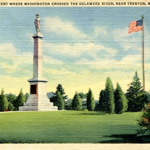 Trenton NJ, New Jersey, monument de la bataille, bataille de Trenton, 1952, carte postale ancienne originale NJ001505