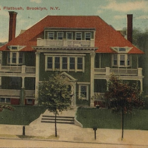 Brooklyn NY, New York, Flatbush, Cortelyou Club, carte postale vintage couleur originale de 1916, NY1185