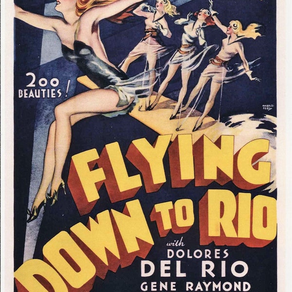 Motion Picture, Movie, Dolores Del Rio, Ginger Rogers, Fred Astaire, Flying Down to Rio, 1933, Vintage Modern Greeting Card, NCC001113