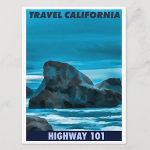 Voyagez en Californie, autoroute 101, carte postale de voyage rétro. Style poster Carte postale moderne Z045091