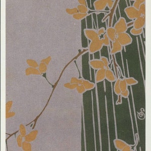 Art nouveau, art japonais, hirondelles, fleurs de magnolia, Ota Saburo, carte postale moderne R1002
