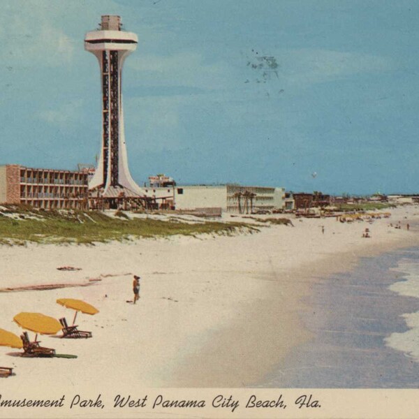 West Panama City Beach FL, Florida,  Miracle Strip Amusement Park, 1967 Color Certified Original Vintage Postcard FL3656